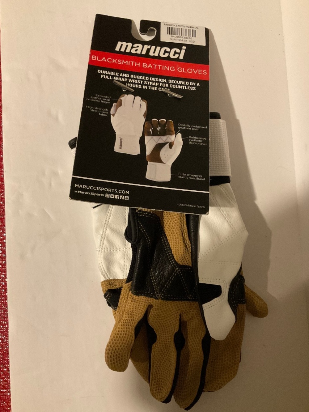 Marucci Blacksmith Batting Gloves – Durable Leather Palm & Full-Wrap Wrist Strap